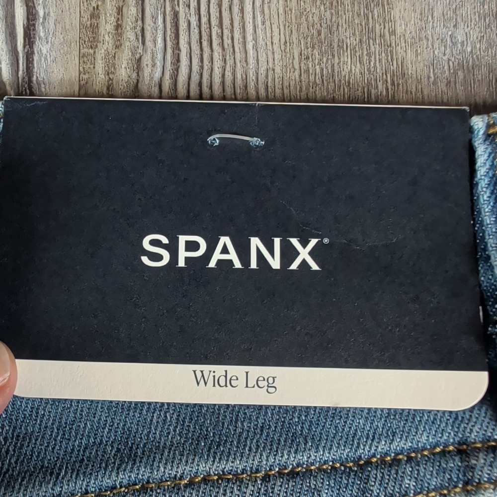 SPANX Women's Wide Leg Denim Jeans in Medium Blue - Picture 11 of 13
